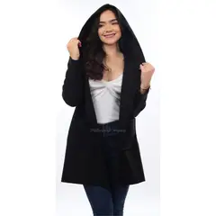 GENERICO - Saco Capa Abrigo Largo con Capucha Mujer en Paño Italiano