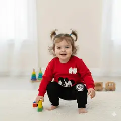 GENERICO - Conjunto Para Bebe Panda Rojo