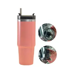 GENERICO - Termo Liso De Acero Inox Con Sorbete Color Palo Rosa de 890 Ml
