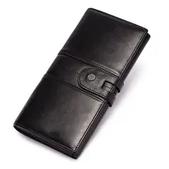 GENERICO - BILLETERA MUJER LARGA - BOTON FRONTAL HUMERPAUL - 1998 CUERO ORIGINAL