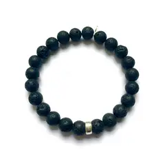 SANTORAL - Pulsera Pedro para Hombre - Piedra Volcánica y Plata