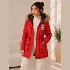 GENERICO - Parka Army Coreana Dama Color Rojo