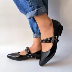 IRISABA - BALERINA DE CUERO PARA MUJER VERA NEGRO_.