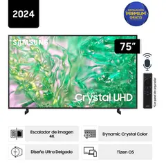 SAMSUNG - Televisor LED Smart TV 75 Crystal UHD 4K- UN75DU8000GXPE - Nuevo 2024