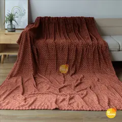 CASATEX - Manta Antialérgica Jacquard Alto Relieve Espiga QUEEN Brown