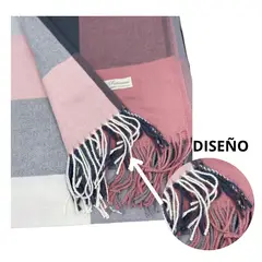 GENERICO - Maxi Bufanda Mujer Rosa y Gris_.