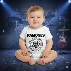 GENERICO - Body Para Bebe Los Ramones Blanco de Algodón Pima