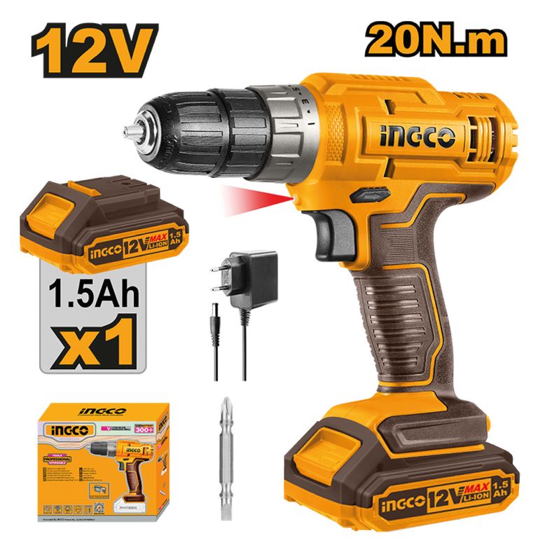 Taladro Atornillador Inalámbrico INGCO 12V CDLI1218