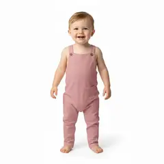 GENERICO - Enterizo Jardinero Sin Mangas Rib Rosado de Algodón Pima