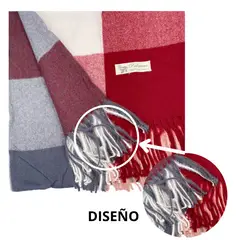 GENERICO - Maxi Bufanda Mujer Rojo y Gris