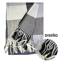 GENERICO - Maxi Bufanda Mujer Gris y Negro