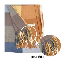 GENERICO - Maxi Bufanda Mujer Marrón y Gris