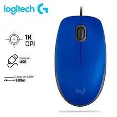 LOGITECH - Mouse M110 Silent 1,000 DPI Azul