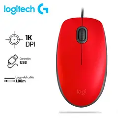 LOGITECH - Mouse M110 Silent 1,000 DPI Rojo