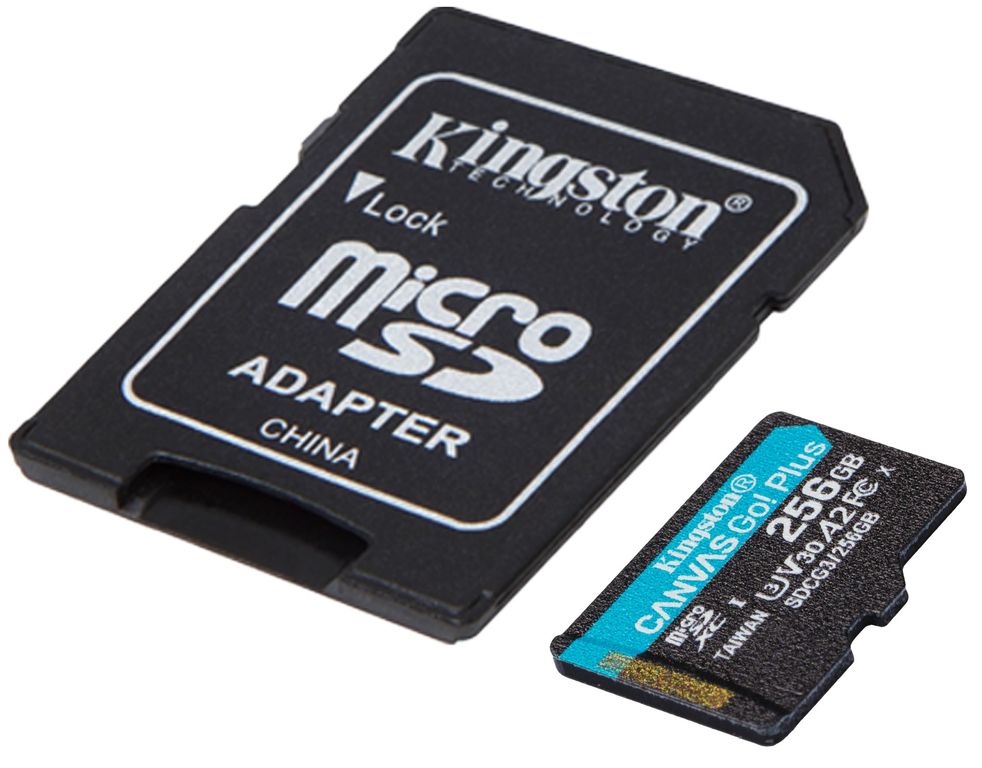Memoria Micro SD Canvas Go Plus 256GB - 200 mb/S - v30 - Go Pro - Dron