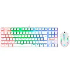 REDRAGON - Combo Gamer Teclado Kumara White Rgb + Griffin