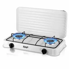 GENERICO - Cocina de Mesa 2 Hornillas Portatil a Gas Estufa con Tapa RAF R-8033