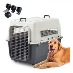 GENERICO - Kennel para mascotas con ruedas L90 cm FIBRA AVION
