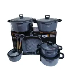 VALESKA - JUEGO DE OLLAS ROCA VOLCANICA 11 PZ