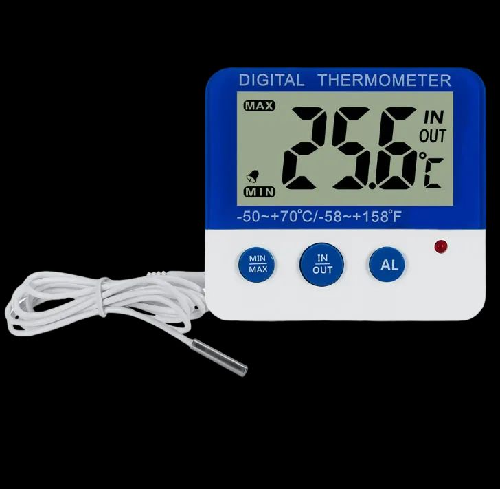 Termómetro Digital Con Sonda y Alarma de Alta y Baja Temperatura