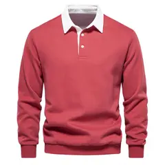 BLWOENS - Camisa Manga Larga Hombre HD05-Rojo
