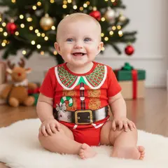 GENERICO - Body Algodón Pima Navideño Arlequin Rojo Navidad