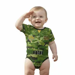 GENERICO - Body Para bebe Camuflado Verde de Algodón Pima