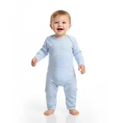 GENERICO - Enterizo Para Bebe a Rayas Celeste de Algodón Pima