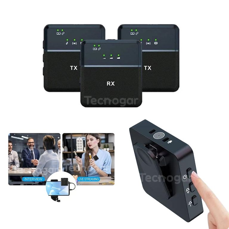 Micrófonos Inalámbricos Solapero Tipo C X2 con Retorno de Audio SX9