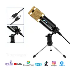 SEISA - Micrófono Condensador Profesional para PC USB con Mini Trípode