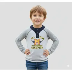 GENERICO - Polo Manga Larga Universitaria Bebe All Time Gris de Algodón Pima