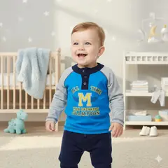 GENERICO - Polo Manga Larga Universitaria de Algodón Pima Azulino