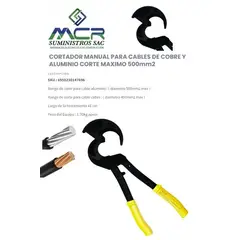GENERICO - CORTADOR MANUAL PARA CABLES D COBRE Y ALUMINIO CORTE MAX 500mm2