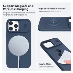 NILLKIN - Funda Silky Magnetic Magsafe Azul para iPhone 13 ProMax