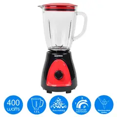 DAEWOO - Licuadora Roja Negra DBL-1008C 1.5L 2 Velocidades