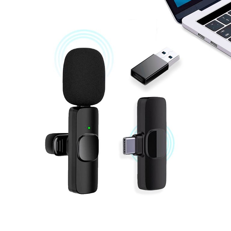 Micrófono Solapero Inalámbrico K8 Tipo C + Adaptador USB