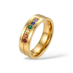 LUCYANA JOYAS Y ACCESORIOS - Anillo Aro Unisex Esencia Vibrante, Pareja, Piedras Multicolor - Joyas Lucyana