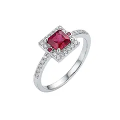 LUCYANA JOYAS Y ACCESORIOS - Anillo de Compromiso Mujer con Circonio rojo - Joyas Lucyana