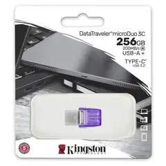 KINGSTON - Memoria Dual USB + USB tipo C - MicroDuo 3c - 256GB