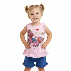 GENERICO - Conjunto Para Bebé Mariposa Rosado de Algodón Pima