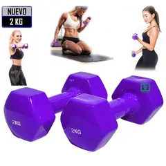 GENERICO - Mancuernas de Vinil 2 Kg Pack 2 Unidades Morado