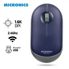 MICRONICS - Mouse BRICKELL MIC M703RX Inalambrico 1600 Dpi Azul Plateado