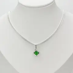 JOYERIA D'PILMER - CADENA DE PLATA CON MINI DIJE DE CORAZON COLOR VERDE