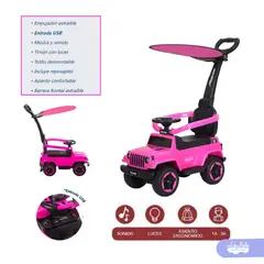 GENERICO - Bugui Guiador Police Desmontable 3 en 1 Usb Musical -Rosado