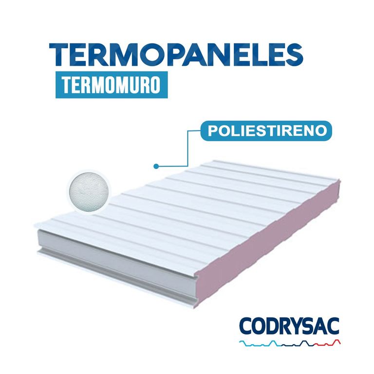 Panel Sándwich Termo Acústico Muro Poliestireno 50mm 1m x 3.60 m