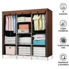 IMPORTADO MC - Ropero Armable 3 Cuerpos Estante Organizador con Funda - Multicolor