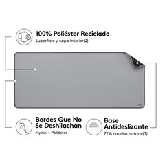 LOGITECH - Pad Mouse De Escritorio Anti-Salpicadura Color Gris
