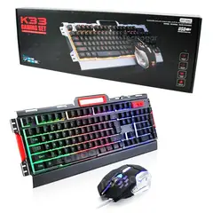 SEISA - Teclado y Mouse Gamer Mecánico Retroiluminado K33 con Led RGB DPI 3200
