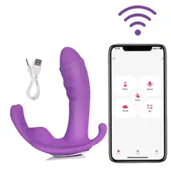 GENERICO - Vibrador con Dildo Uso con APP - Morado