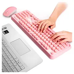 SEISA - Teclado y Mouse con Cable USB para PC Notebook Laptop Combo - Rosado